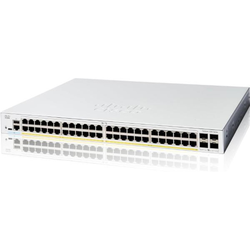 Cisco Catalyst 1200,8-Port Managed Switch with8 Gigabit Ethernet PoE+ with 375W Power Budget and 16C1200-48P-4G