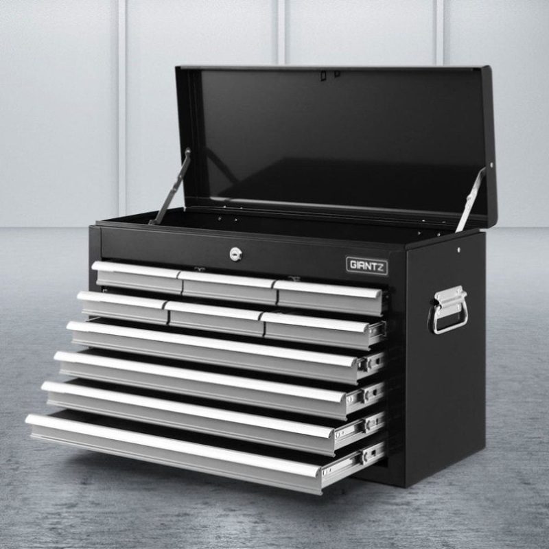 Giantz 10 Drawer Tool Box Cabinet Chest Toolbox Storage Garage Organiser Grey TB-10DR-CHEST-BKGY