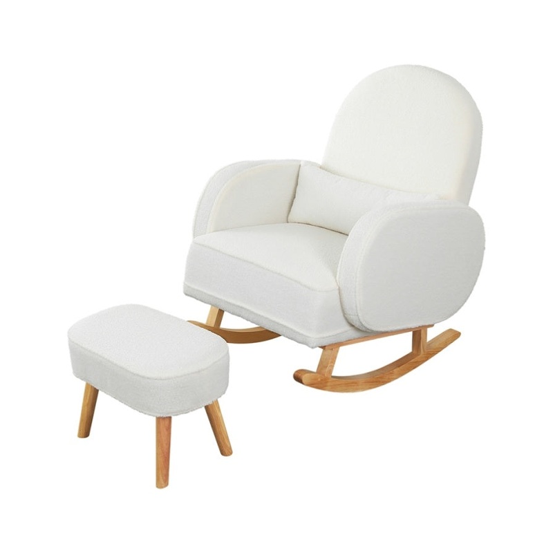 Levede Fleece Rocking Chair with footstool CH1132-BG