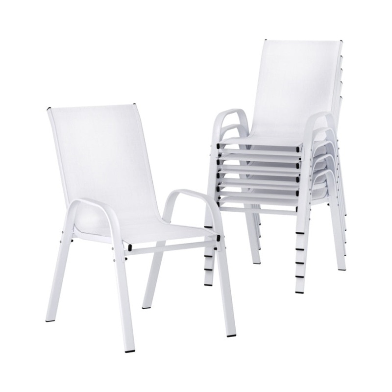 Gardeon 6PC Outdoor Dining Chairs Stackable Lounge Chair Patio Furniture White FF-STA-CHAIR-WH-X6