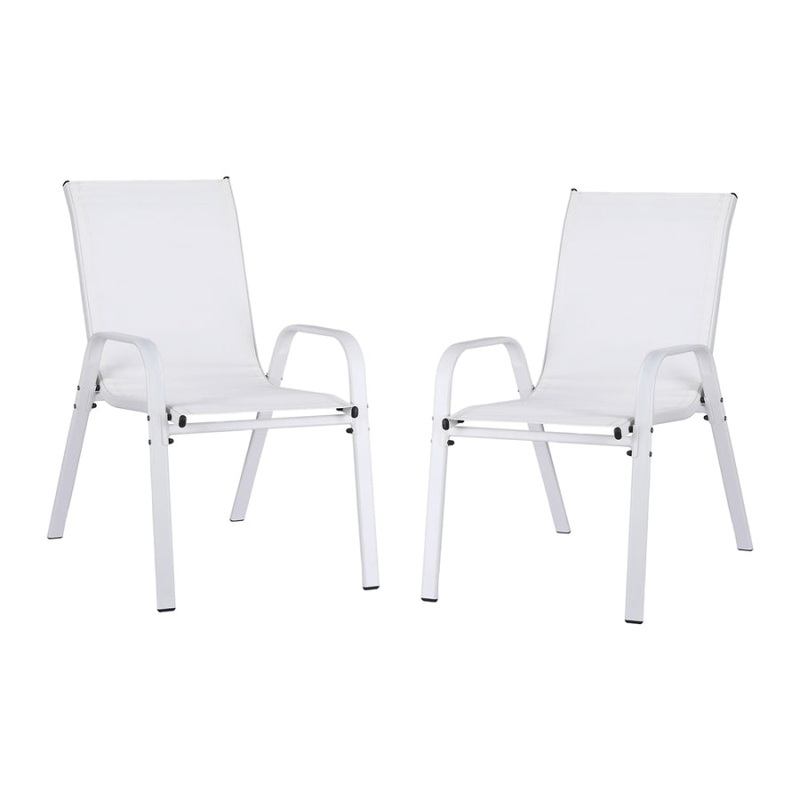 Gardeon 2PC Outdoor Dining Chairs Stackable Lounge Chair Patio Furniture White FF-STA-CHAIR-WH-X2