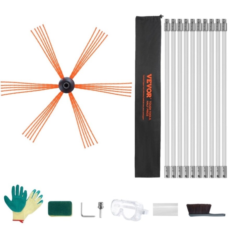 VEVOR 10 m Chimney Sweep Kit, w/ 10 Reinforced Nylon Flexible Rods, Ergonomic Chimney Cleaning V952-YCS33YC1PCS1U8REHV0