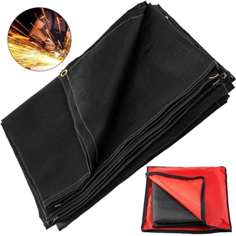 VEVOR 10 x 10 Ft Blanket Black Fiberglass Blanket Portable Fiberglass Fire Retardant Blanket V952-HT10X10HS00000001V0