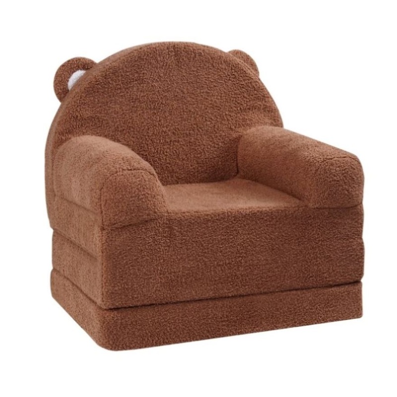 VEVOR Baby Chair Foldable 2-in-1 Baby Lounger Couch Cartoon Kids Sofa Brown V952-ETSF60X3375XZIF7KV0