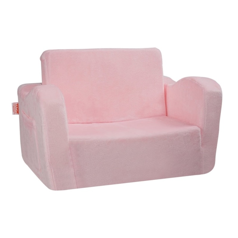 VEVOR Baby Chair Foldable 2-in-1 Comfy Baby Lounger Couch Kids Sofa Pink V952-ETSF6354652I6PHIKV0