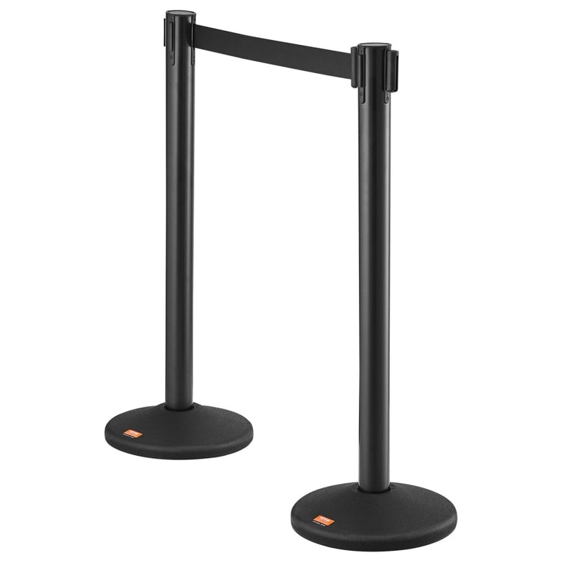 VEVOR Crowd Control Stanchions, 2-Pack Crowd Control Barriers with 6.5FT Black Retractable Belt, V952-ZGGLZHSSLZX2HXDZWV0