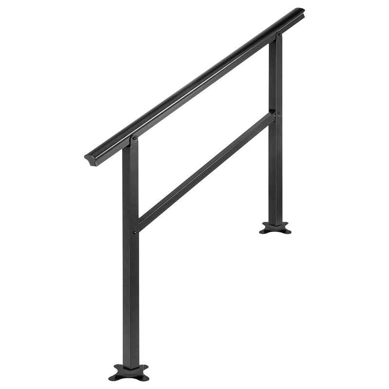 VEVOR Handrail Outdoor Stairs 47.6 X 35.2 Inch Outdoor Handrail Outdoor Stair Railing Adjustable V952-LZLTFSDHGLZHSKD01V0