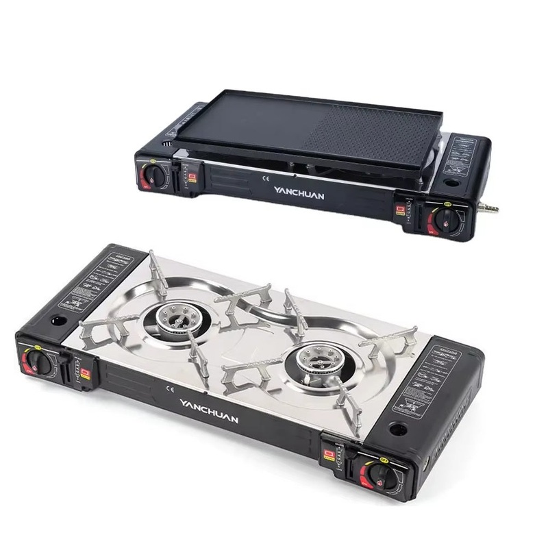 2 Burner Butane Countertop, Portable Adjustable Burners with Carry Case, Portable Camping V255-YC-TWIN-STOVE