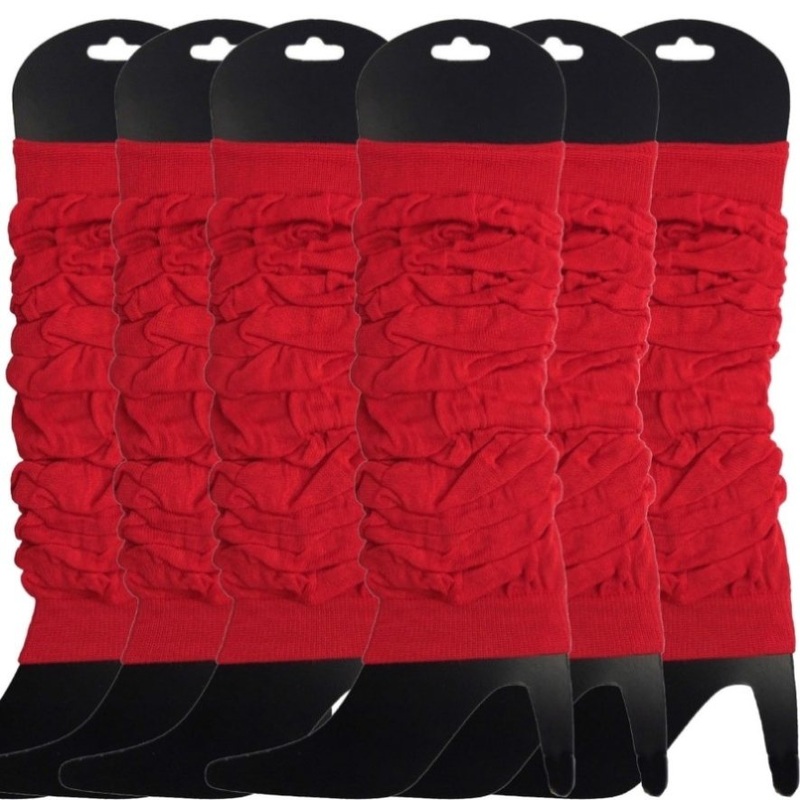 6x LEG WARMERS Knitted Womens Neon Party Knit Ankle Fluro Dance Costume 80s BULK – Red V563-BR-6NNLEGWRMR-RED