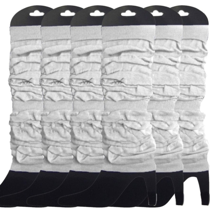 6x LEG WARMERS Knitted Womens Neon Party Knit Ankle Fluro Dance Costume 80s BULK – White V563-BR-6NNLEGWRMR-WHT