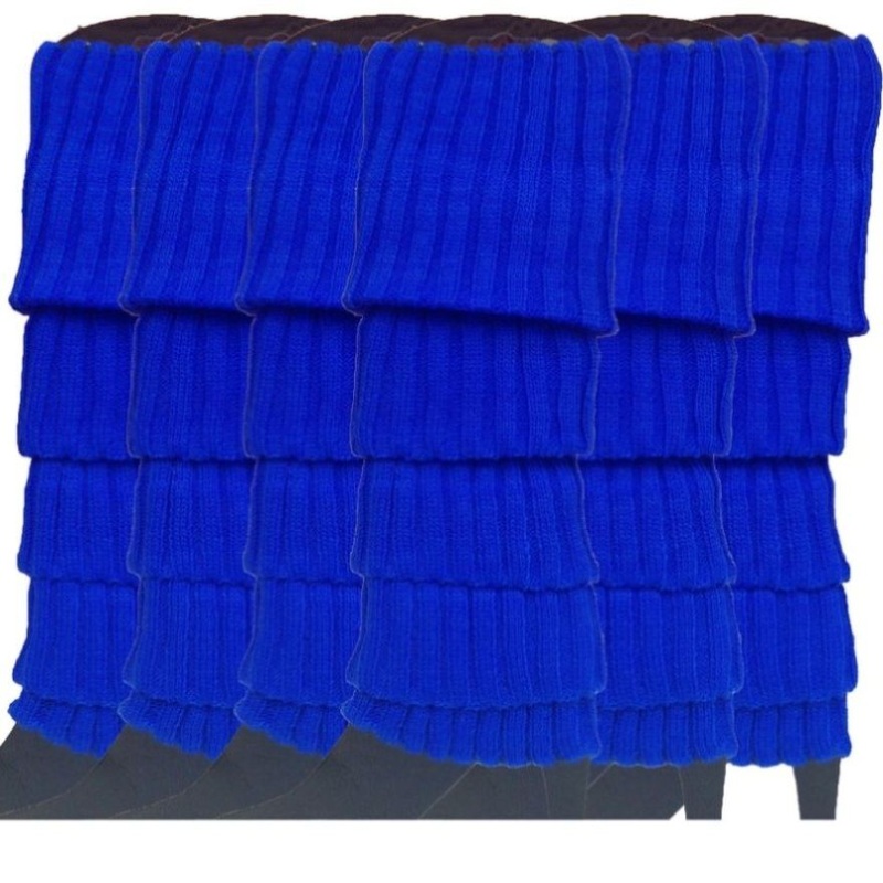 6x Womens Leg Warmers Disco Winter Knit Dance Party Crochet Legging Socks Costume – Blue V563-BR-6LEGWARMRS-BLU