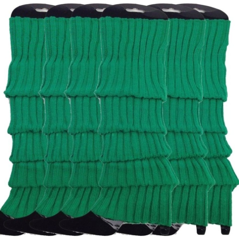 6x Womens Leg Warmers Disco Winter Knit Dance Party Crochet Legging Socks Costume – Green V563-BR-6LEGWARMRS-GRN