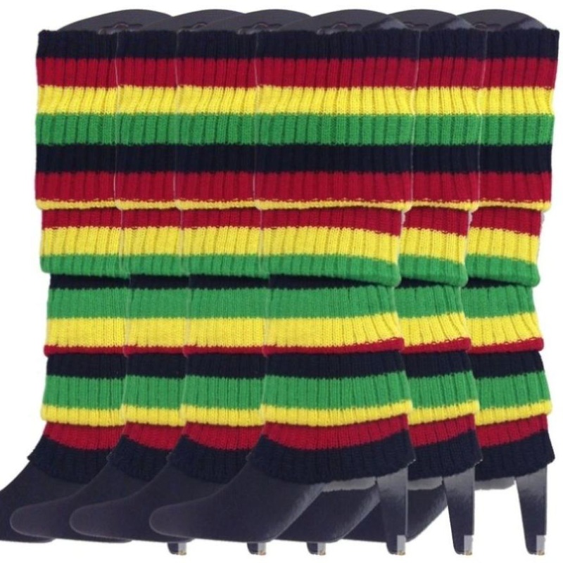 6x Womens Leg Warmers Disco Winter Knit Dance Party Crochet Legging Socks Costume – Indigenous V563-BR-6LEGWARMRS-INDGCLR