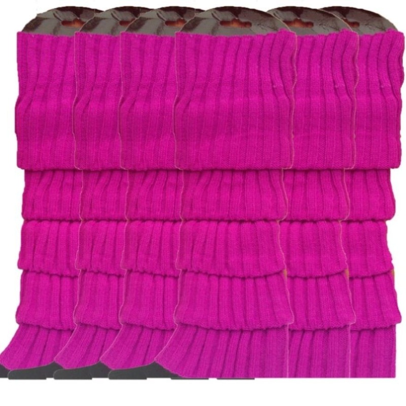 6x Womens Leg Warmers Disco Winter Knit Dance Party Crochet Legging Socks Costume – Purple V563-BR-6LEGWARMRS-PUR