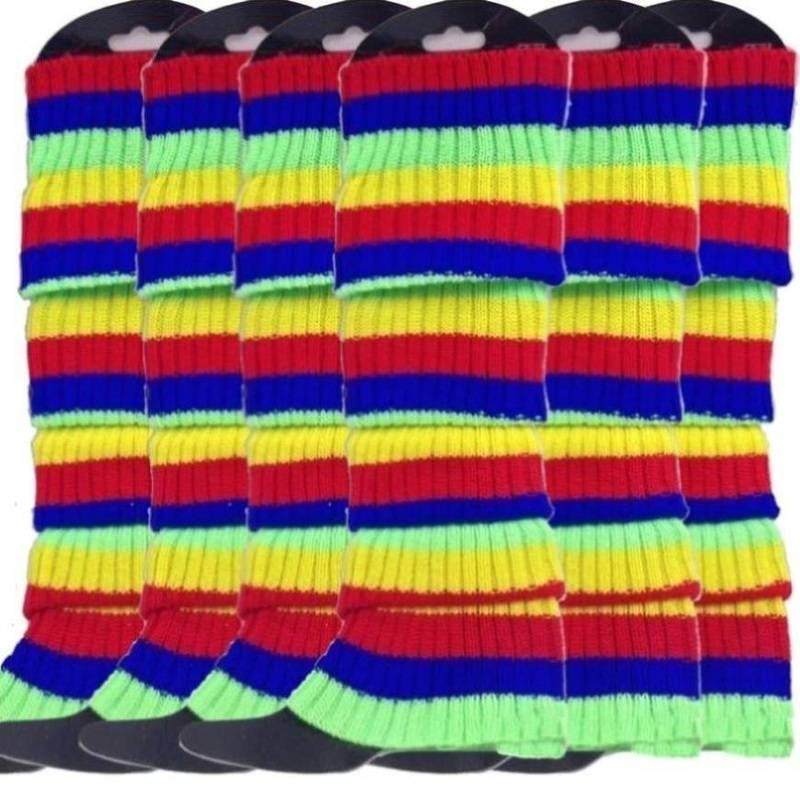 6x Womens Leg Warmers Disco Winter Knit Dance Party Crochet Legging Socks Costume – Rainbow V563-BR-6LEGWARMRS-RNBW