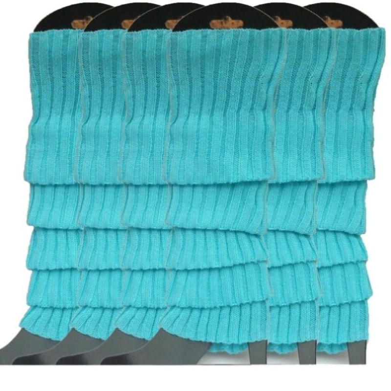 6x Womens Leg Warmers Disco Winter Knit Dance Party Crochet Legging Socks Costume – Sky Blue V563-BR-6LEGWARMRS-SKYBLU