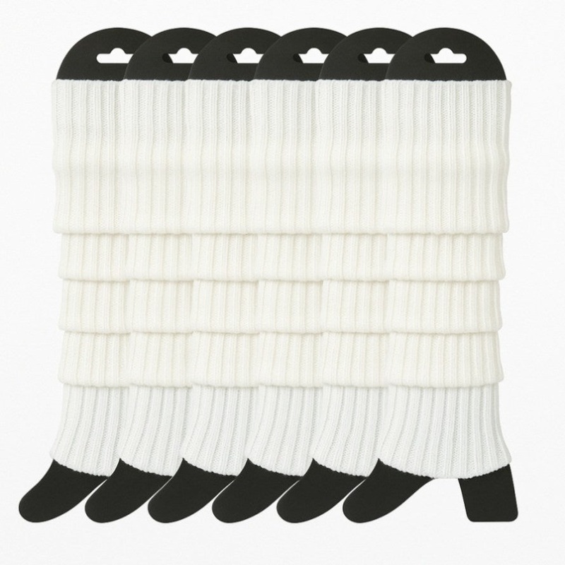 6x Womens Leg Warmers Disco Winter Knit Dance Party Crochet Legging Socks Costume – White V563-BR-6LEGWARMRS-WHT