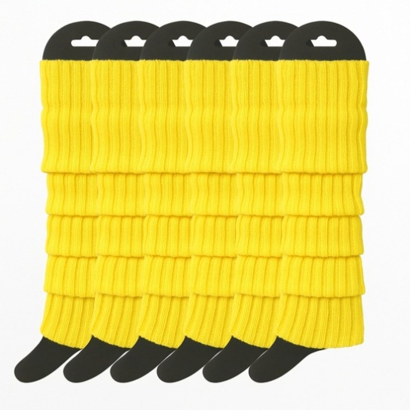 6x Womens Leg Warmers Disco Winter Knit Dance Party Crochet Legging Socks Costume – Yellow V563-BR-6LEGWARMRS-YLW