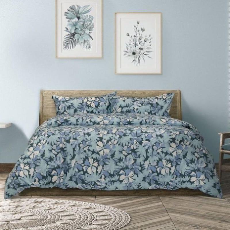 Ardor Eadie Teal Floral Printed Quilt Cover Set Queen V442-INT-QUILTCS-EADIE-TEAL-QS
