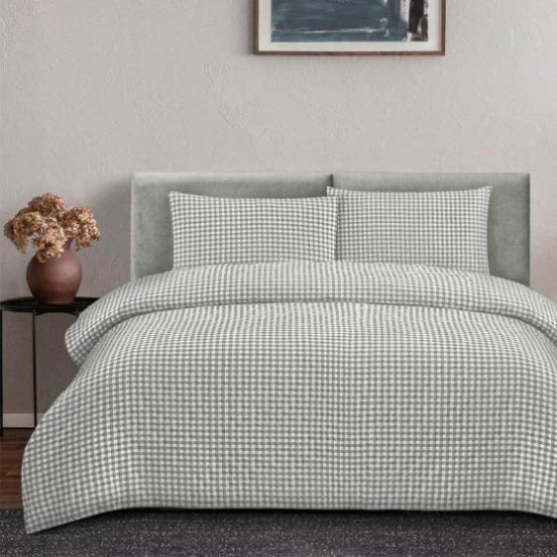 Ardor Rowe Grey Textured Seersucker Quilt Cover Set Queen V442-INT-QUILTCS-ROWE-GREY-QS