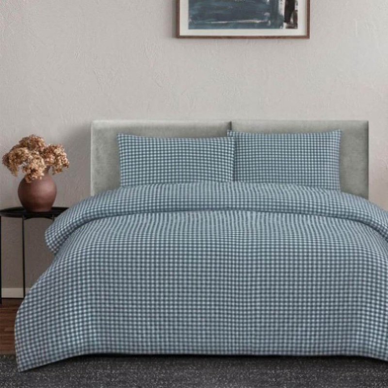 Ardor Rowe Teal Textured Seersucker Quilt Cover Set Queen V442-INT-QUILTCS-ROWE-TEAL-QS