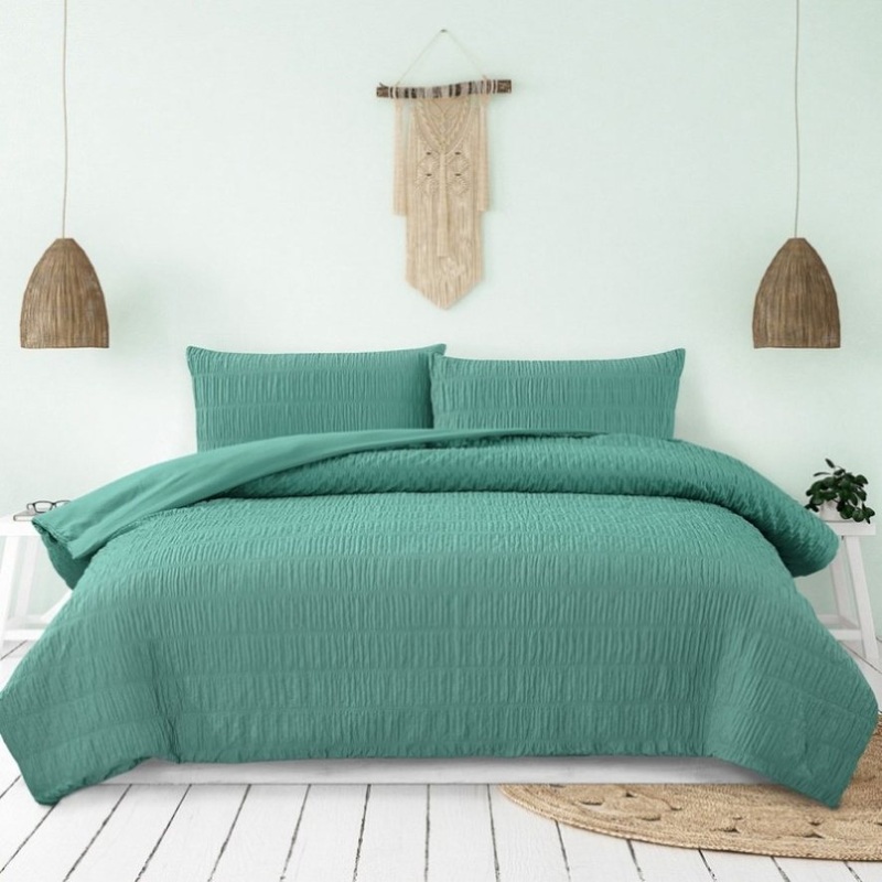 Ardor Tuscan Teal Ruched Quilt Cover Set Queen V442-INT-QUILTCS-TUSCANRUCHED-TEAL-QS