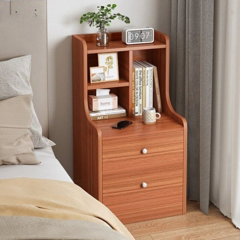 Classic Nightstand Multi-Compartment Storage Reddish-Brown Wood Grain 70cm V360-ZC-FNBT0040-2D-BN-47