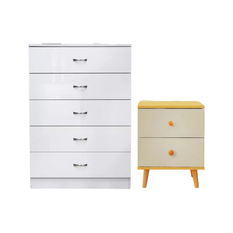 NNECN 5 Layer White Drawer Chest Storage with Bedside Table V728-CN730863