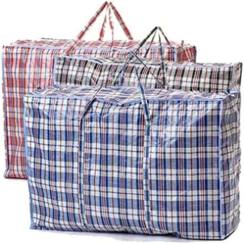48x Large Stripe Bag Packing Storage Strip Zip Shopping Travel Check House Moving 90cm x 78cm x 25cm V563-H0-207-48PCS
