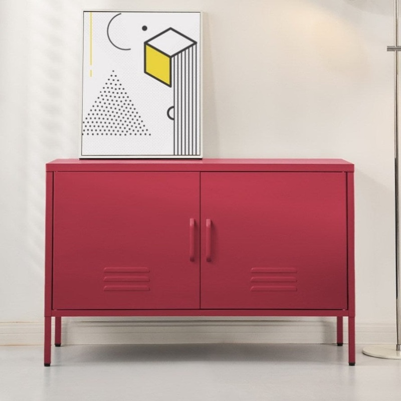 Artiss Buffet Sideboard Metal Cabinet – BASE Pink AI-LOCKER-LD-PK