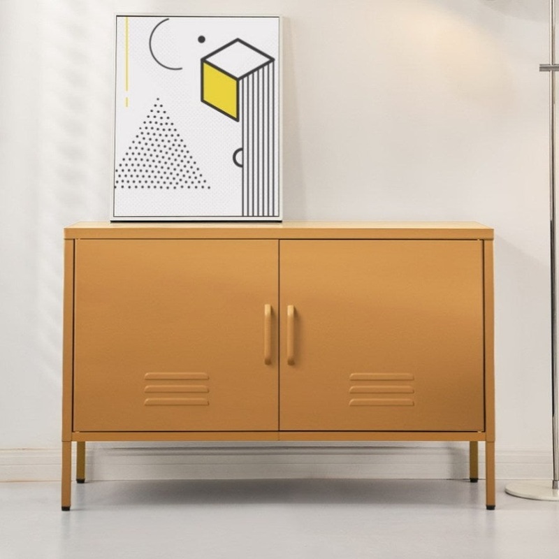 Artiss Buffet Sideboard Metal Cabinet – BASE Yellow AI-LOCKER-LD-YE