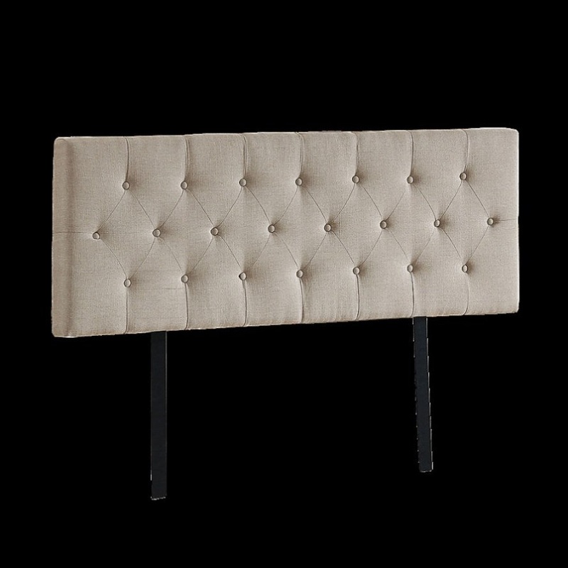 Linen Fabric Queen Bed Deluxe Headboard Bedhead – Beige V63-821473