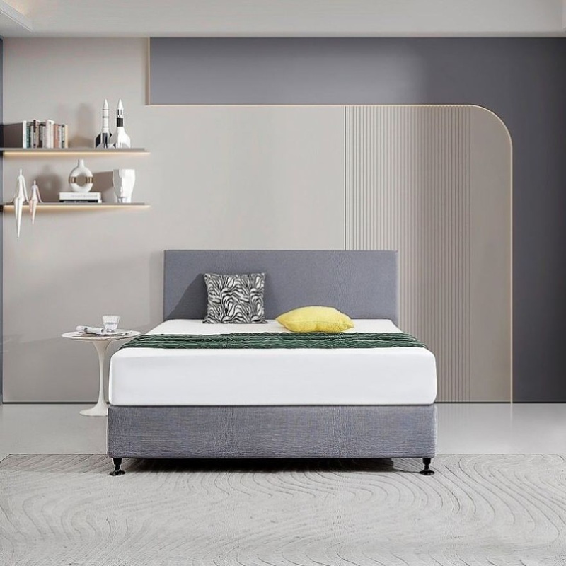 Linen Fabric Queen Bed Deluxe Headboard Bedhead – Slate Ash V63-839551