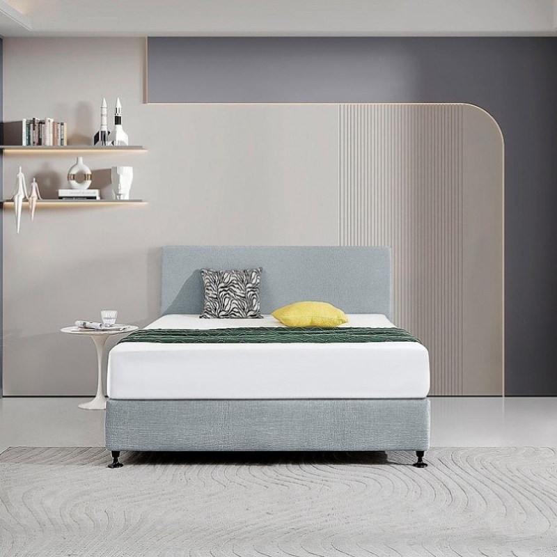 Linen Fabric Queen Bed Deluxe Headboard Bedhead – Stone Grey V63-839581