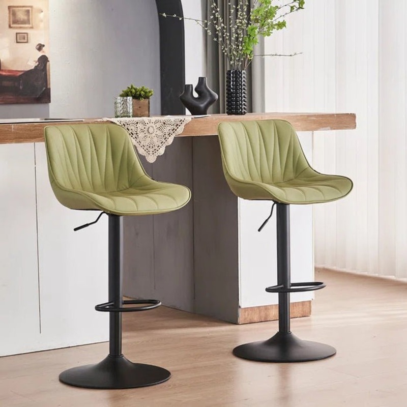 SERENIT AVO Green Modern Height Adjustable Swivel Bar Stools Upholstered Leather Barstool Kitchen V255-BS8409-AVOGREEN