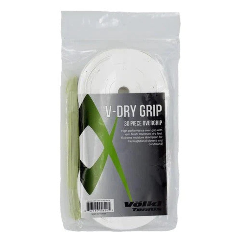 Volkl V-Dry Over Grip Tennis Racquet Bulk – 30 Pack – White V563-TAVVDW30