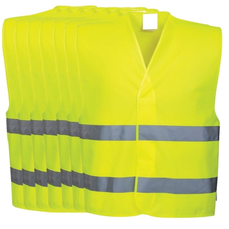 10x Hi Vis Safety Vest Reflective Tape Workwear Night & Day Bulk – Yellow – One Size V563-HIVISVEST-YELLOW-10PK