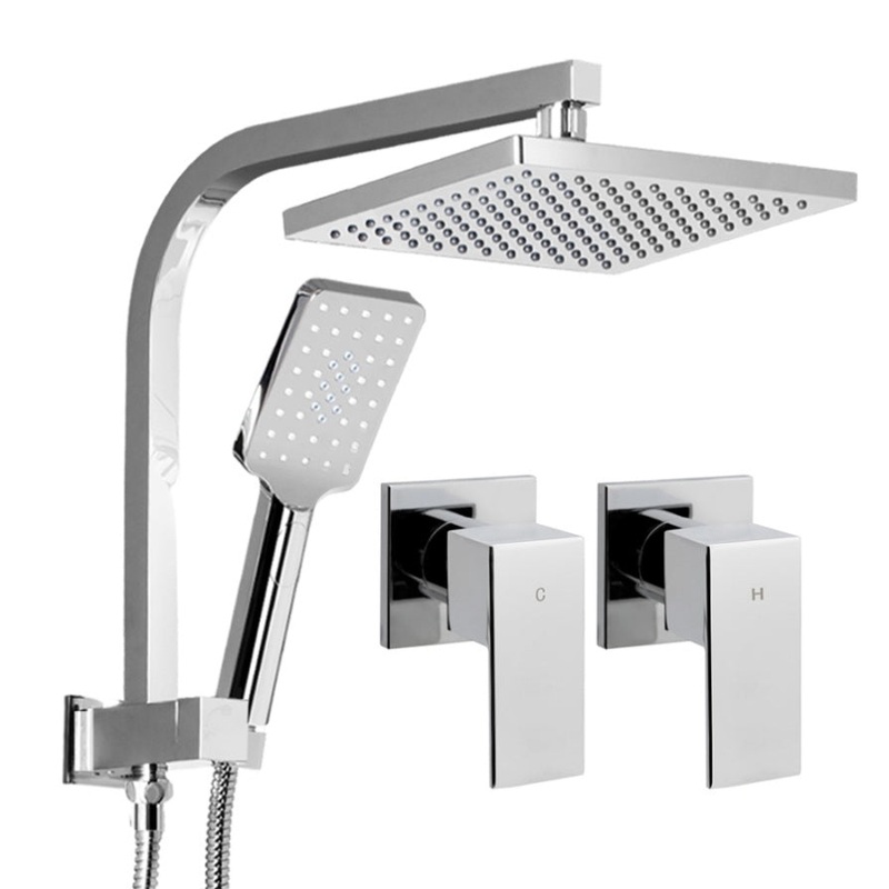 Cefito 8” Rain Shower Head Set Handheld Square High Pressure wins TapChrome SHOWER-A2-SQ-8-SI-TAP