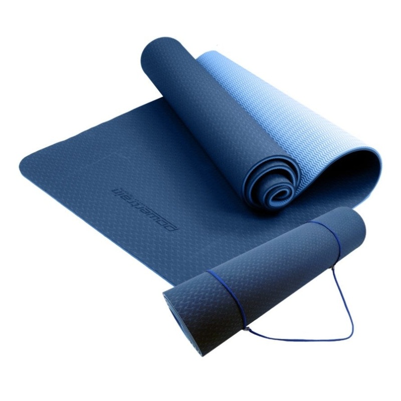 Powertrain TPE Yoga Exercise Mat Home Gym Pilates Fitness 8mm Thick in Dark Blue YM-TPE-DHG-DBU