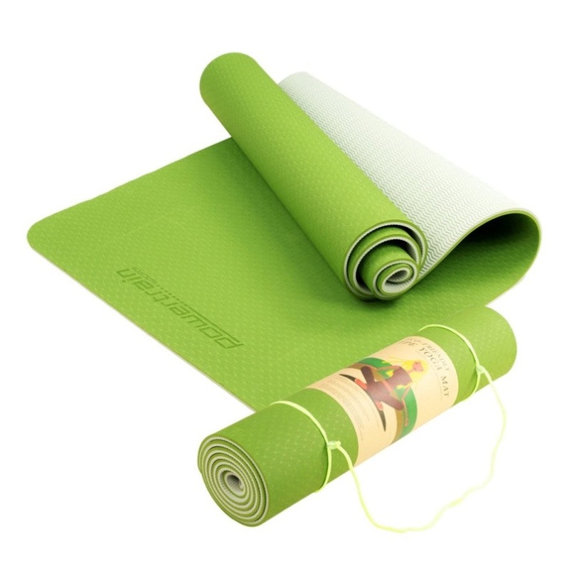 Powertrain TPE Yoga Exercise Mat Home Gym Pilates Fitness 8mm Thick in Green YM-TPE-DHG-GN