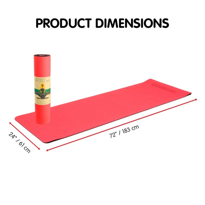 Powertrain TPE Yoga Exercise Mat Home Gym Pilates Fitness 8mm Thick in Red YM-TPE-DHG-RD