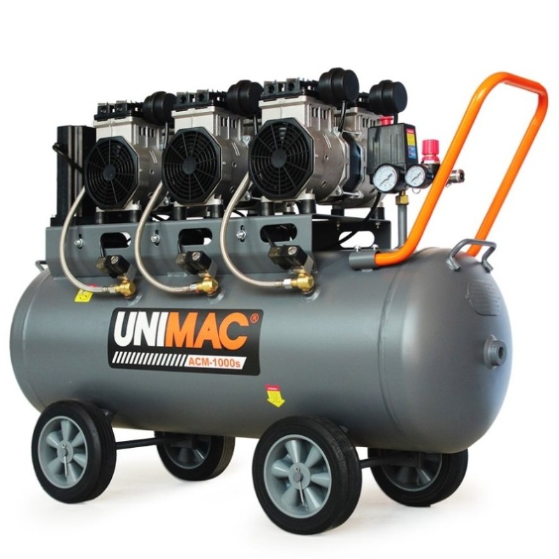 UNIMAC 100L 4.5HP Silent Oil-Free Air Compressor, with Twin Nitto Outlets, 15A Plug V219-TOLACMUM1M0FA