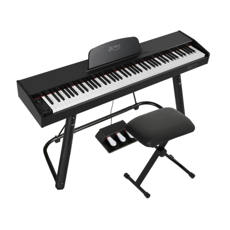 Alpha 88 Keys Electronic Piano Keyboard Digital Electric w/ Stand Stool Weighted EK-WP-88-BK-B01