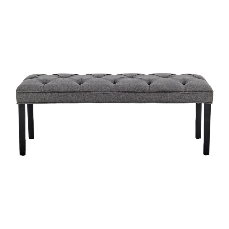 Cate Button-Tufted Upholstered Bench by Sarantino – Dark Grey BCH-438-DGY