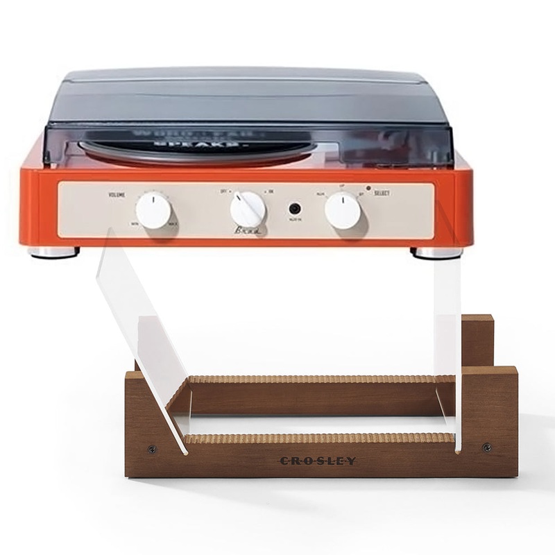 Gadhouse Brad MKII Record Player – Tangerine + Bundled Crosley Record Storage Display Stand V398-GAD0105-BSS