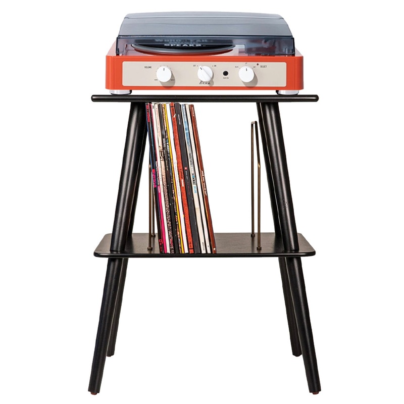 Gadhouse Brad MKII Record Player – Tangerine + Entertainment Stand Bundle – Black V398-GAD0105-ST