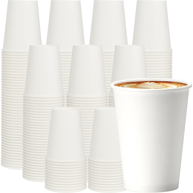 1000x 12oz Premium Paper Coffee Cups in White Bulk Wax Free Extra Strong in White V563-PA1209-50-1BOX