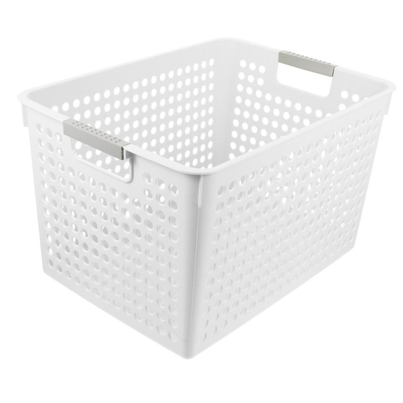 24x Premium Plastic Storage Basket Bulk w/ Grip Handles 27*18*14cm V563-PS2718-1BOX