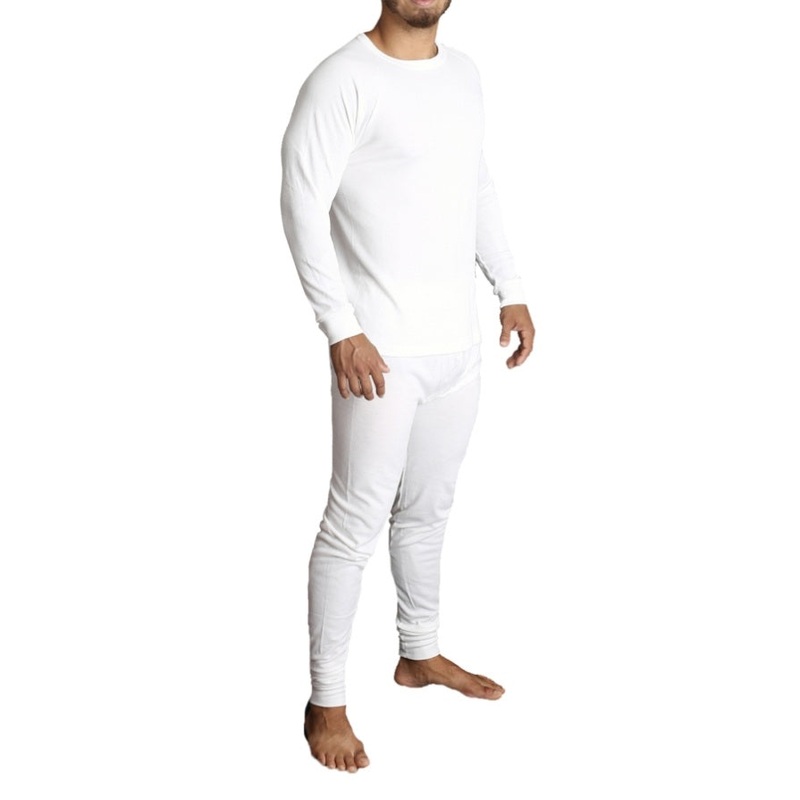 2pcs Set Mens Merino Wool Blend Long Sleeve Thermal Top & Long Johns Pants Underwear – Beige – L V563-BB-2PCMSET-BG-L