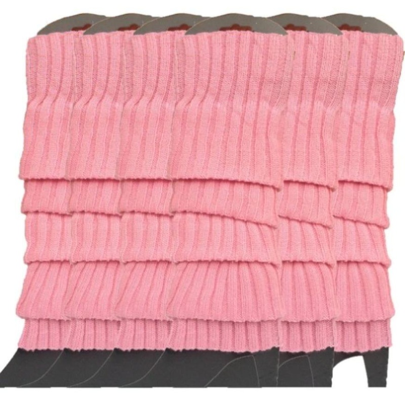 6x Womens Leg Warmers Disco Winter Knit Dance Party Crochet Legging Socks Costume – Light Pink V563-BR-6LEGWARMRS-LHTPNK